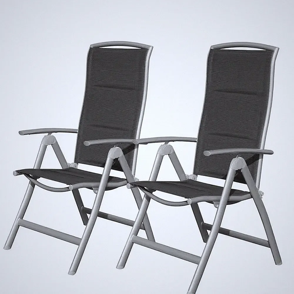 2-Piece Aluminium Outdoor Recliner with Soft Cotton-Padded Seat, Adjustable Fold