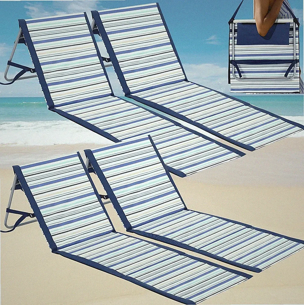 4 Pcs Portable Beach Lounger Chair for Adults Lightweight Folding Tanning Mat...