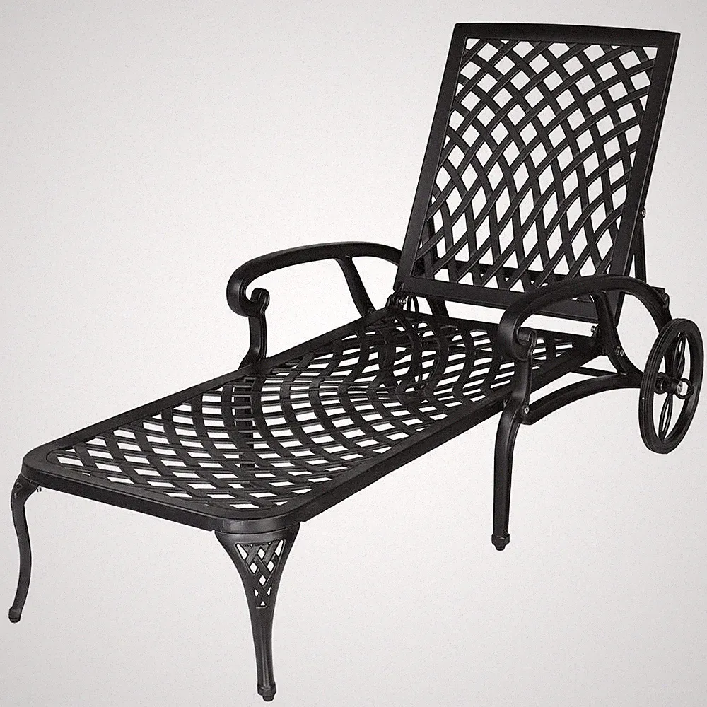 Adjustable Cast Aluminum Chaise Lounge Patio Pool Side Lounger Chair Furniture