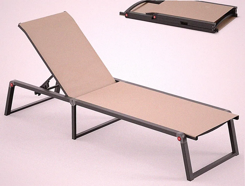 Aluminum Chaise Lounge Chair Outdoor, Foldable & No Assembly Patio Pool Lounge C