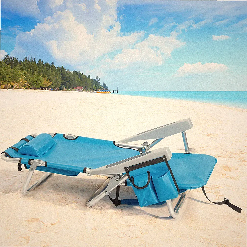 Backpack Beach or Camping Chair, Folding Heavy Duty , Aluminum Reclining Chair