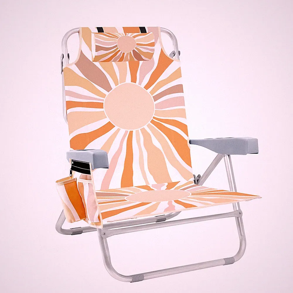 Beach Chair for Adults, 5 Position Lay Flat Backpack Beach Chair with Cooler,...