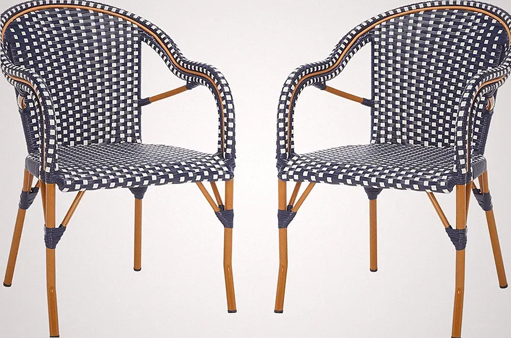California Navy & White Bistro Arm Chair Set of 2 - Fully Assembled