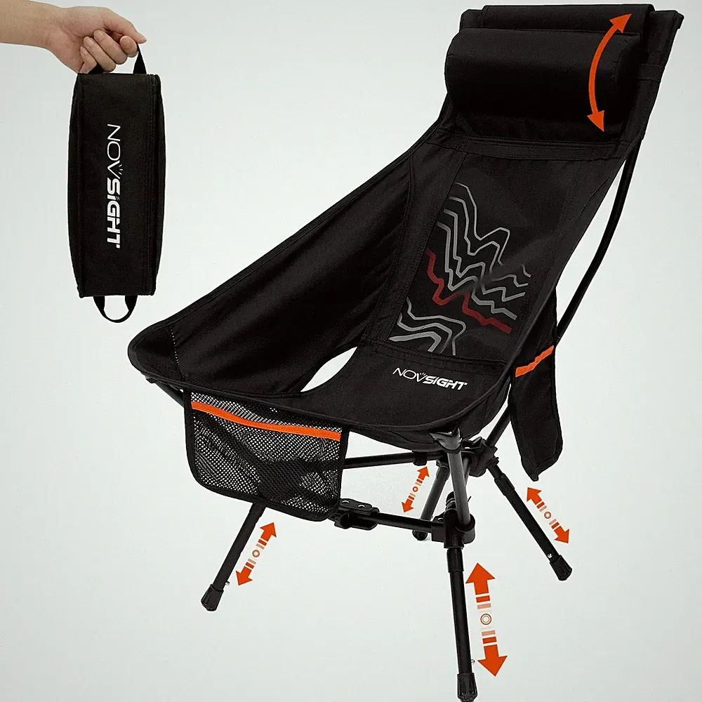 Camping Chairs - High Back Camping Chair with Adjustable Headrest and Feet, L...
