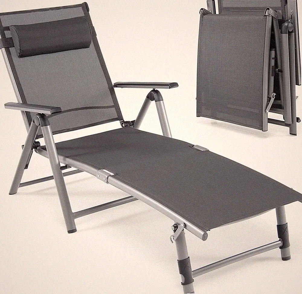 Cozy Adjustable Gray Outdoor Chaise Lounge Chair with Pillow