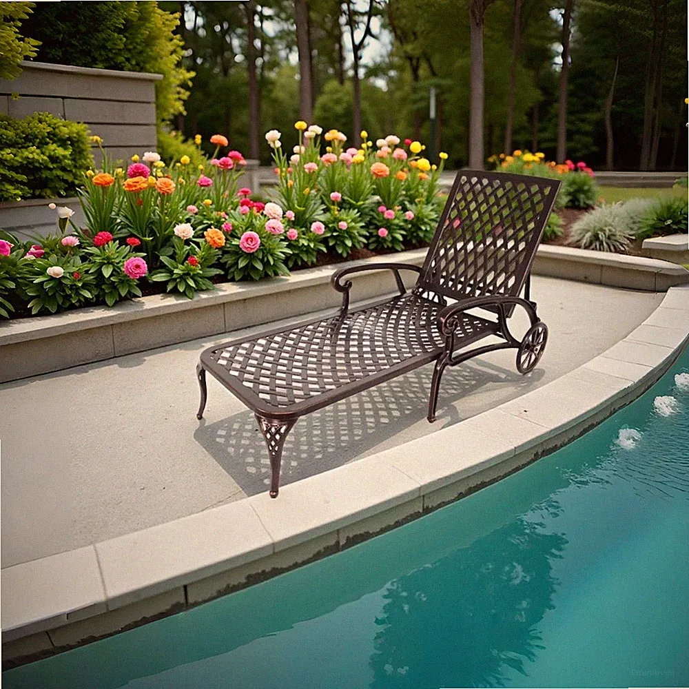 Durable Aluminum Cast Lounge Chair with Reclining Function & Wheels – 1 Piece