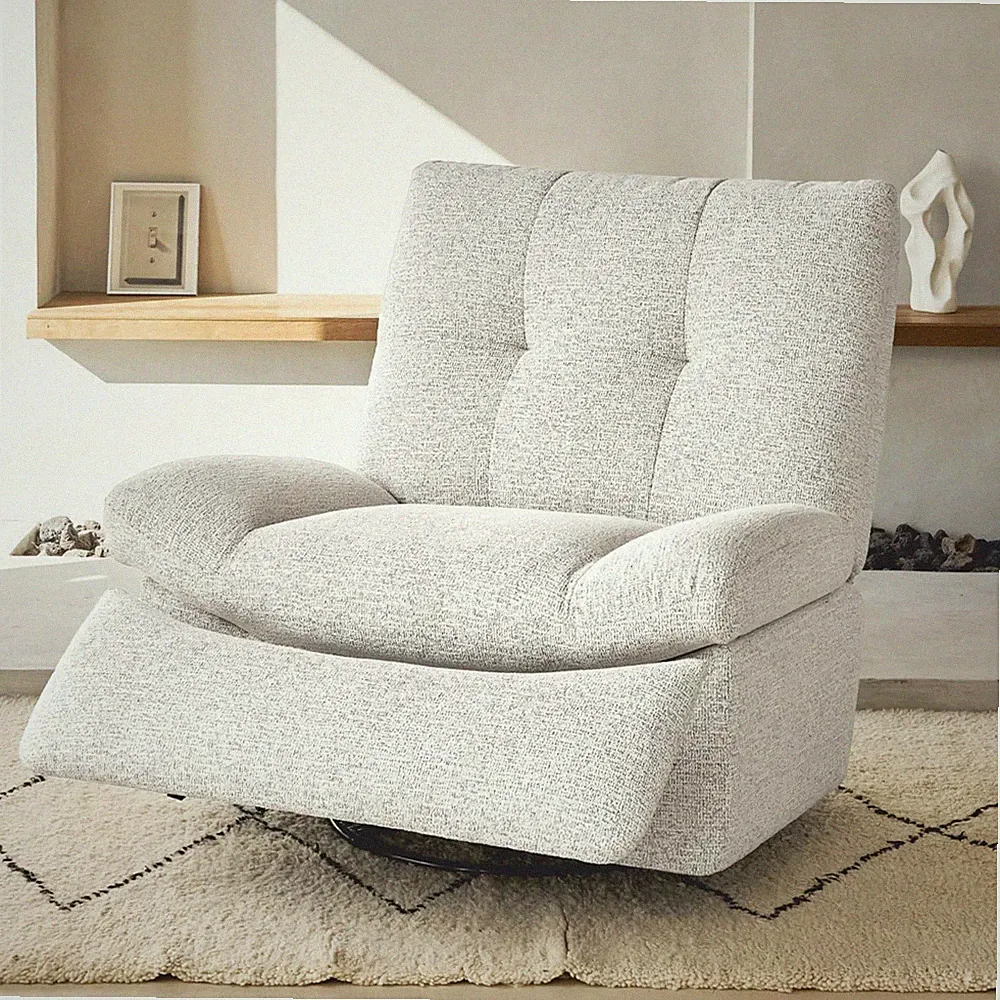 Nouhaus Swivel Rocking Chair Glider Recliner USB Nursery Footrest Plush White