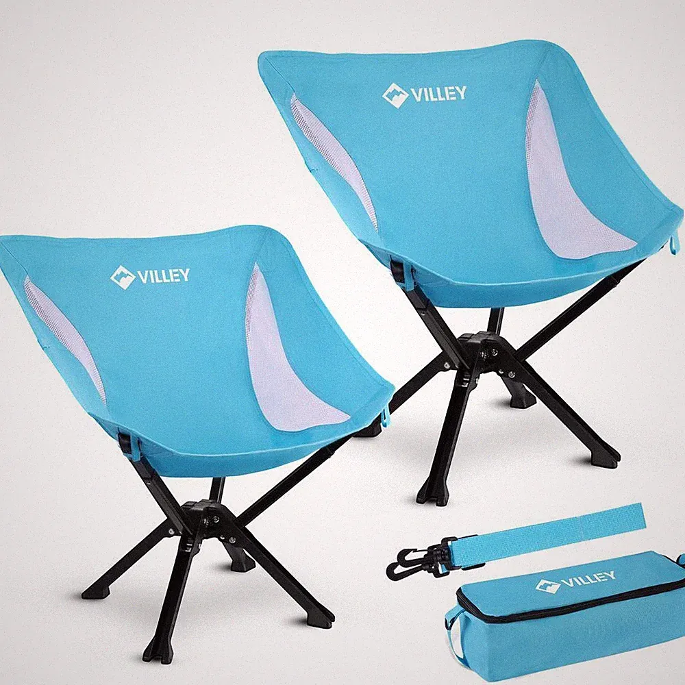 VILLEY 2-Pack Portable Folding Chair Lightweight Camping Chair for Beach Hiking
