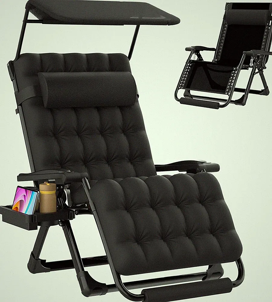 XXL Zero Gravity Chair with Canopy, Removable Cushion & Footrest for Relaxation